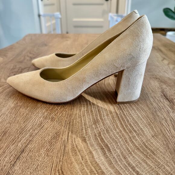 Marc Fisher | Claire Light Tan Suede Block Heels | Women’s Size 8 - Picture 7 of 11